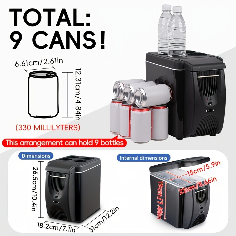 Geladeira de Carro Compacta, Cooler Portátil, Mini Freezer 12V DC/6L 1.59Gal para Veículos, Refrigerador de Carro Isolado de Dupla Finalidade, Ótima para Cuidados com a Pele, Acampamento, Viagens de Carro e Viagens, Ideal para Manter Frutas, Bebidas e Ali