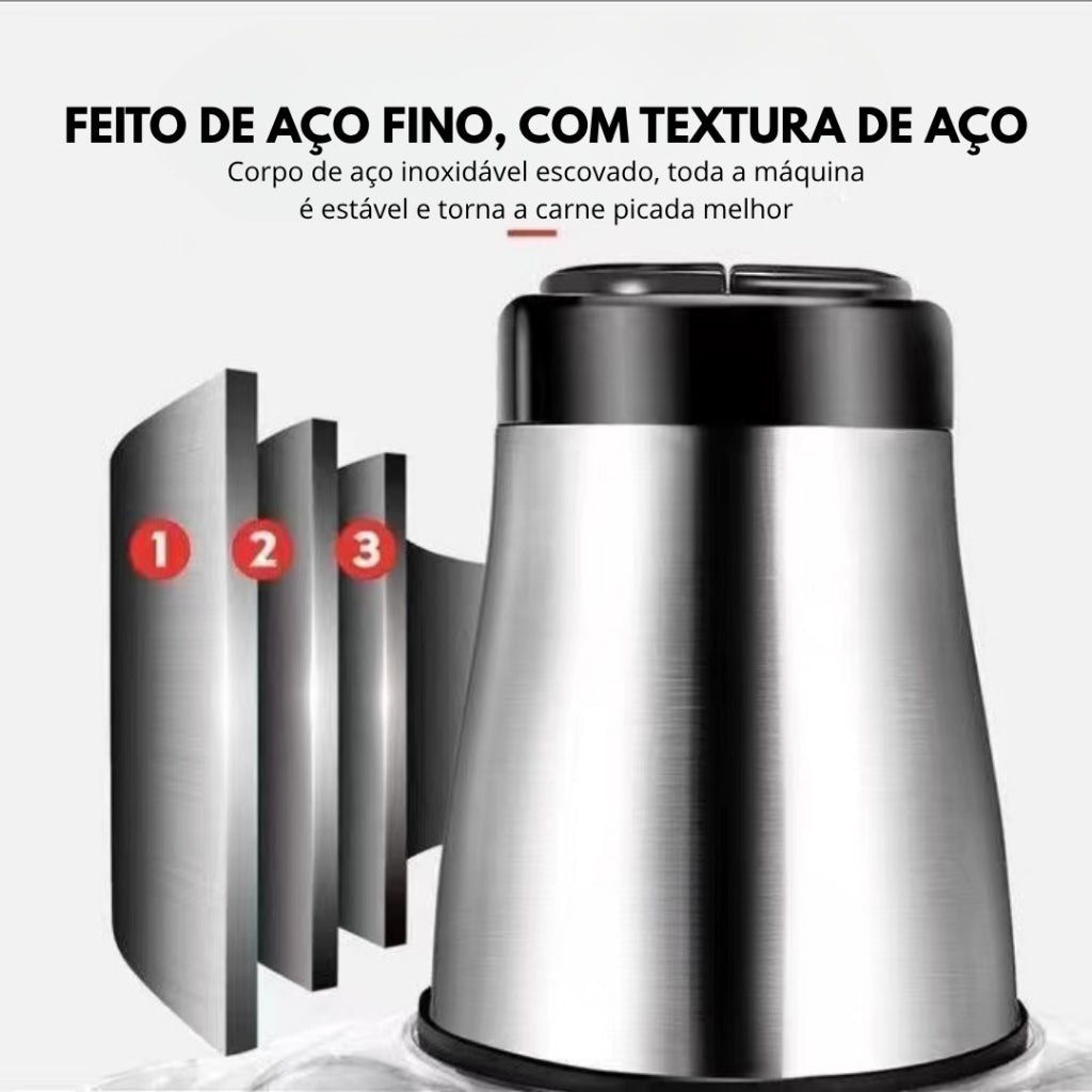 2 Litro Triturador De Alimentos Carne e Legumes Elétrico Multiprocessador 2 Modos Bivolt Inox Fácil De Limpar