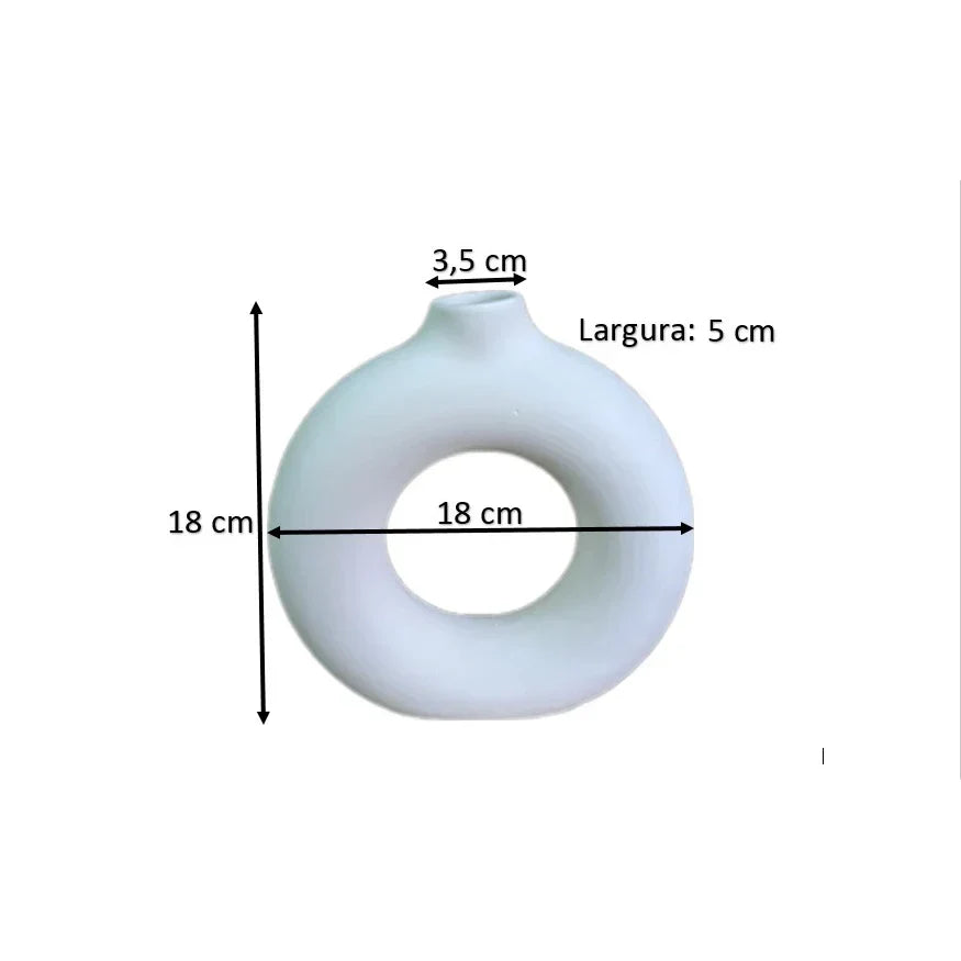 Vaso Nórdico Circular de Cerâmica Decorativo