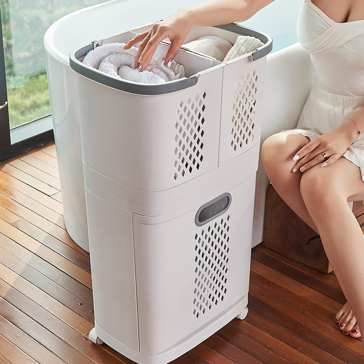 CleanSort™ Cesto Organizador Inteligente para Lavanderia com Compartimentos
