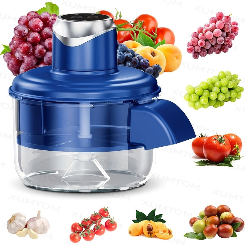 Descascador Elétrico de Frutas de 5 Lâminas | Descascador Automático Recarregável USB para Uvas, Alho, Tomates-Cereja | Gadget de Cozinha Eficiente, Uso Doméstico, Fácil de Limpar, Azul - Ótimo Presente para o Dia dos Namorados e Dia da Mãe