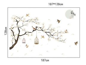 Papel de Parede adesivo de pássaros e Flores