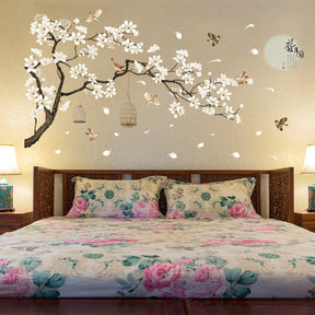 Papel de Parede adesivo de pássaros e Flores