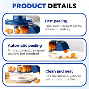Descascador Elétrico de Frutas de 5 Lâminas | Descascador Automático Recarregável USB para Uvas, Alho, Tomates-Cereja | Gadget de Cozinha Eficiente, Uso Doméstico, Fácil de Limpar, Azul - Ótimo Presente para o Dia dos Namorados e Dia da Mãe