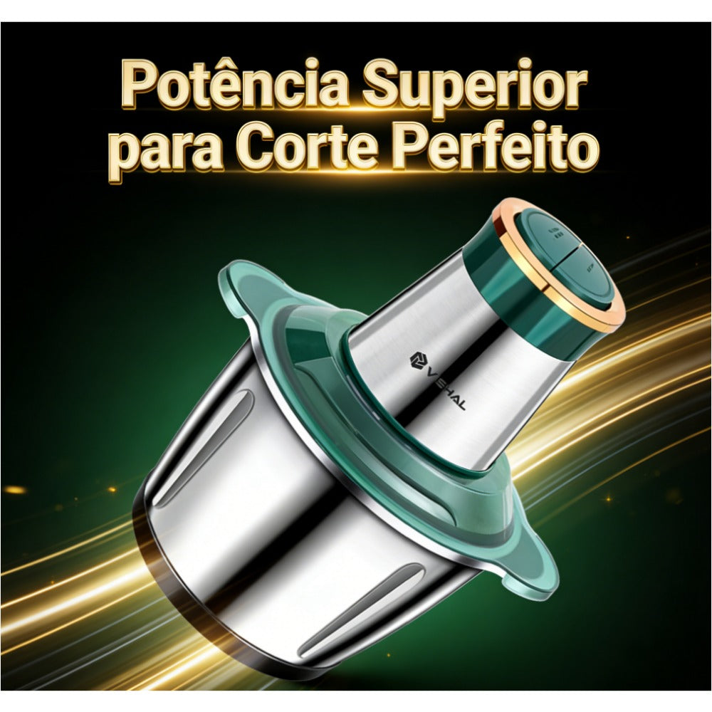2 Litro Triturador De Alimentos Carne e Legumes Elétrico Multiprocessador 2 Modos Bivolt Inox Fácil De Limpar