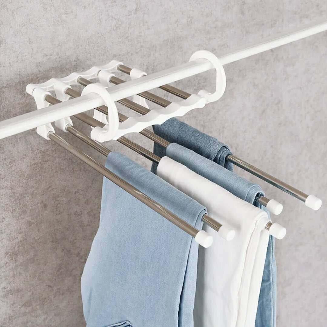 Cabide MultiMax™ - Organizador de Roupas 5 em 1