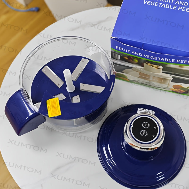 Descascador Elétrico de Frutas de 5 Lâminas | Descascador Automático Recarregável USB para Uvas, Alho, Tomates-Cereja | Gadget de Cozinha Eficiente, Uso Doméstico, Fácil de Limpar, Azul - Ótimo Presente para o Dia dos Namorados e Dia da Mãe