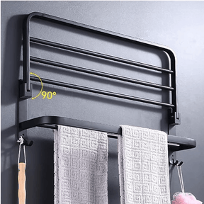 Toalheiro Duplo Preto Matte | Alumínio Espacial Luxo e Design