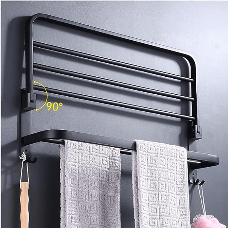 Toalheiro Duplo Preto Matte | Alumínio Espacial Luxo e Design